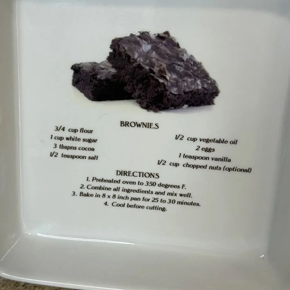 White Ceramic 8×8 Dish With Handles And Brownie Recipe